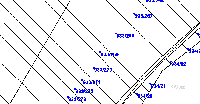 Parcela st. 933/269 v KÚ Pohořelice u Napajedel, Katastrální mapa