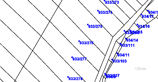 Parcela st. 933/276 v KÚ Pohořelice u Napajedel, Katastrální mapa