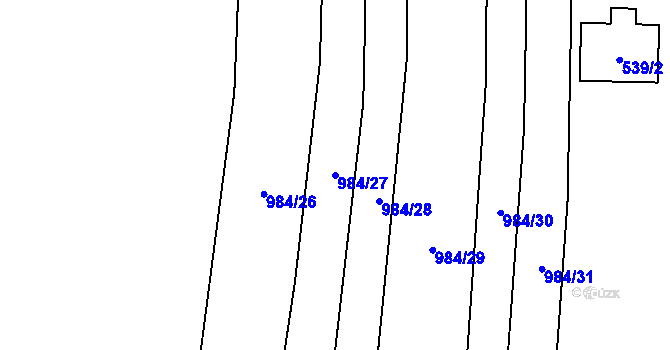Parcela st. 984/27 v KÚ Pohořelice u Napajedel, Katastrální mapa