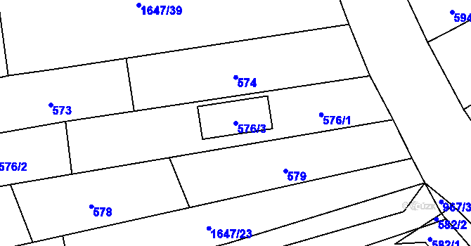 Parcela st. 576/3 v KÚ Pohořelice u Napajedel, Katastrální mapa