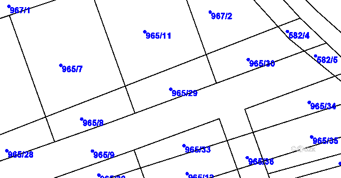 Parcela st. 965/29 v KÚ Pohořelice u Napajedel, Katastrální mapa
