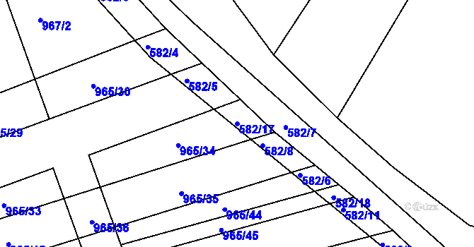 Parcela st. 582/17 v KÚ Pohořelice u Napajedel, Katastrální mapa