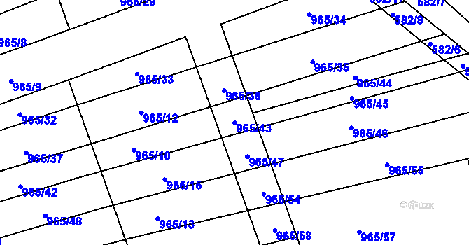 Parcela st. 965/43 v KÚ Pohořelice u Napajedel, Katastrální mapa