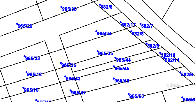 Parcela st. 965/35 v KÚ Pohořelice u Napajedel, Katastrální mapa