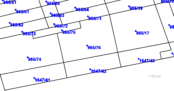 Parcela st. 965/76 v KÚ Pohořelice u Napajedel, Katastrální mapa