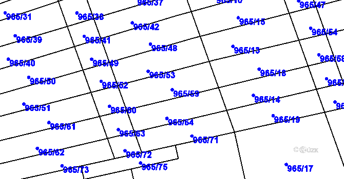 Parcela st. 965/59 v KÚ Pohořelice u Napajedel, Katastrální mapa