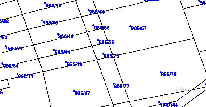 Parcela st. 965/70 v KÚ Pohořelice u Napajedel, Katastrální mapa