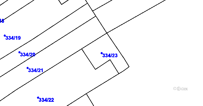 Parcela st. 334/23 v KÚ Pohořelice u Napajedel, Katastrální mapa