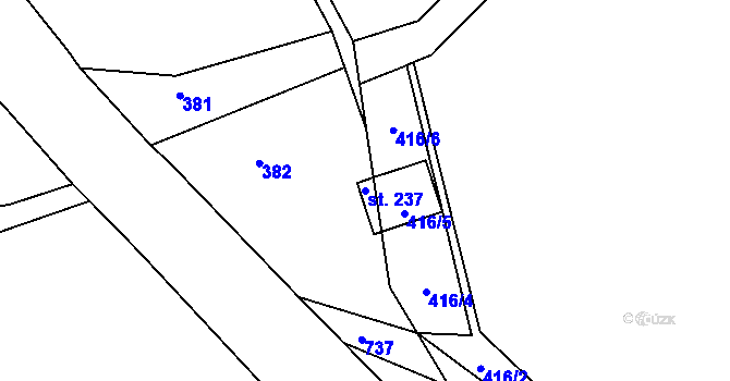 Parcela st. 237 v KÚ Pohoří u Prahy, Katastrální mapa