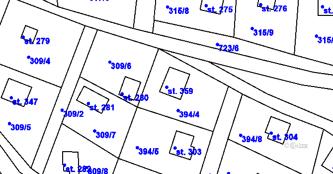 Parcela st. 359 v KÚ Pohoří u Prahy, Katastrální mapa