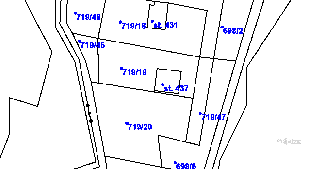 Parcela st. 437 v KÚ Pohoří u Prahy, Katastrální mapa