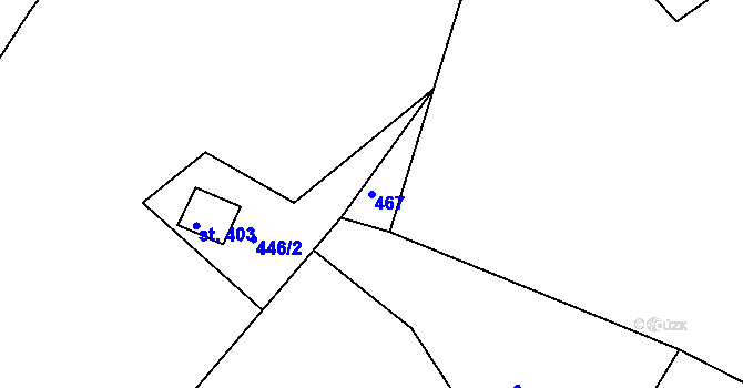 Parcela st. 467 v KÚ Pohoří u Prahy, Katastrální mapa