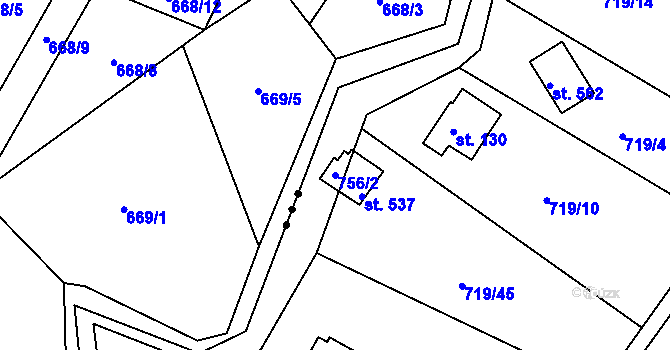 Parcela st. 756/2 v KÚ Pohoří u Prahy, Katastrální mapa