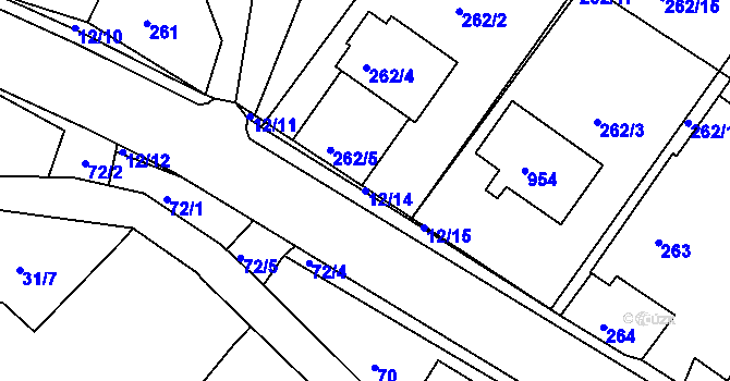 Parcela st. 12/14 v KÚ Pohoří u Dobrušky, Katastrální mapa