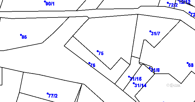 Parcela st. 75 v KÚ Pohoří u Dobrušky, Katastrální mapa