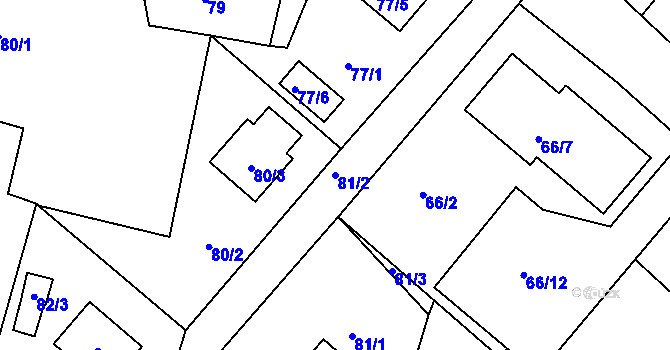 Parcela st. 81/2 v KÚ Pohoří u Dobrušky, Katastrální mapa