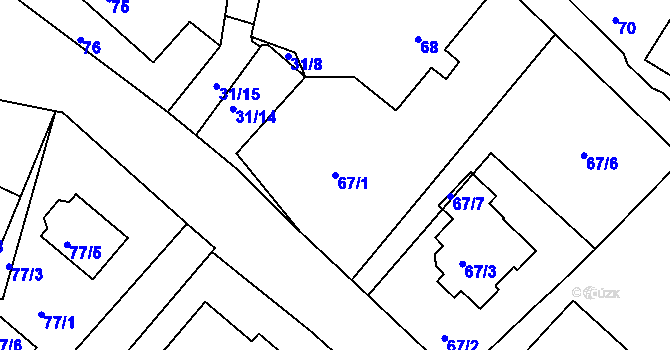 Parcela st. 67/1 v KÚ Pohoří u Dobrušky, Katastrální mapa