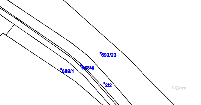 Parcela st. 692/23 v KÚ Pohoří u Dobrušky, Katastrální mapa