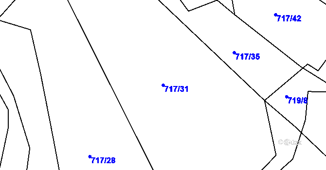 Parcela st. 717/31 v KÚ Pohoří u Dobrušky, Katastrální mapa