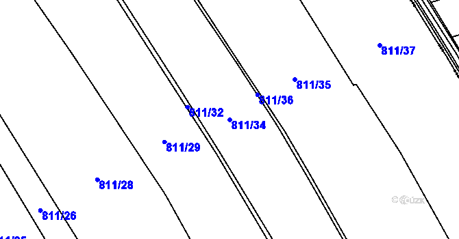 Parcela st. 811/34 v KÚ Pohoří u Dobrušky, Katastrální mapa