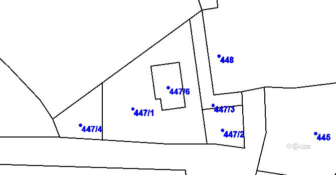 Parcela st. 447/6 v KÚ Pohoří u Dobrušky, Katastrální mapa