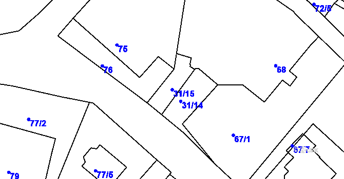 Parcela st. 31/15 v KÚ Pohoří u Dobrušky, Katastrální mapa