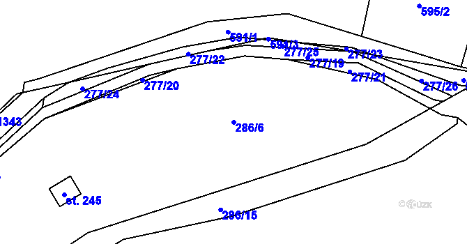 Parcela st. 286/6 v KÚ Pohřebačka, Katastrální mapa