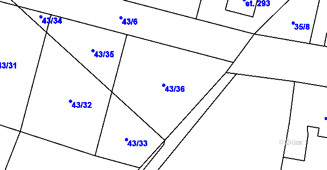 Parcela st. 43/36 v KÚ Pohřebačka, Katastrální mapa