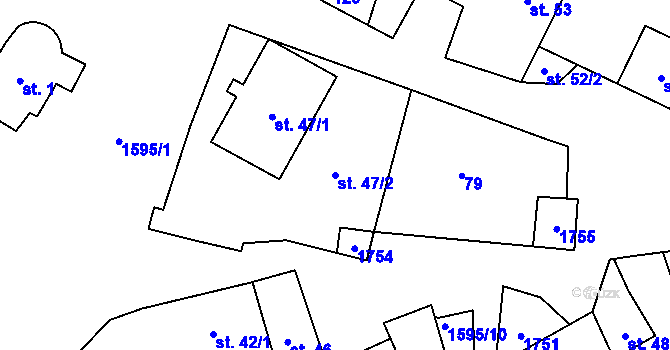 Parcela st. 47/2 v KÚ Pochvalov, Katastrální mapa
