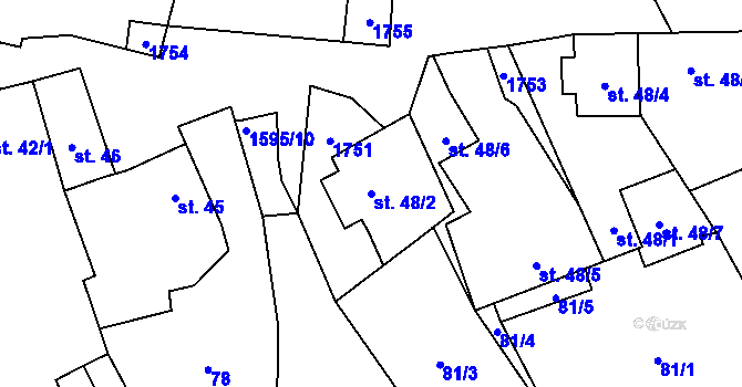 Parcela st. 48/2 v KÚ Pochvalov, Katastrální mapa