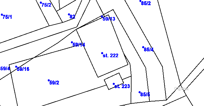 Parcela st. 222 v KÚ Pochvalov, Katastrální mapa