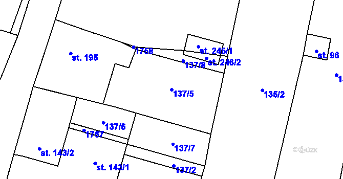 Parcela st. 137/5 v KÚ Pochvalov, Katastrální mapa