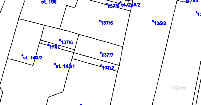 Parcela st. 137/7 v KÚ Pochvalov, Katastrální mapa