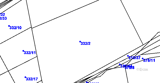 Parcela st. 332/2 v KÚ Pochvalov, Katastrální mapa