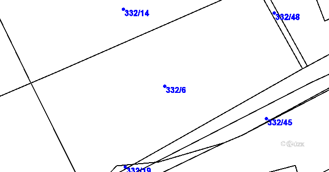 Parcela st. 332/6 v KÚ Pochvalov, Katastrální mapa