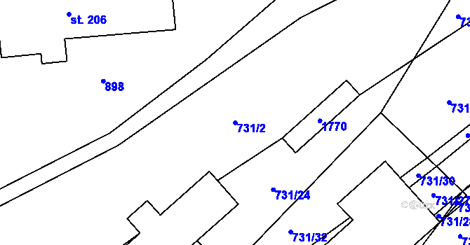 Parcela st. 731/2 v KÚ Pochvalov, Katastrální mapa