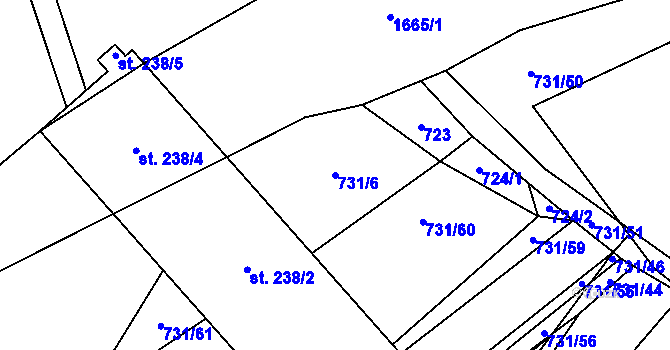 Parcela st. 731/6 v KÚ Pochvalov, Katastrální mapa