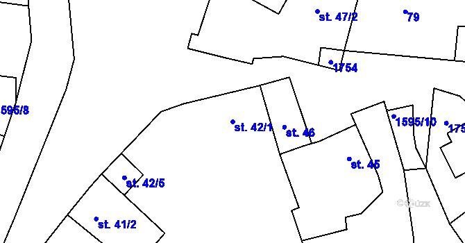 Parcela st. 42/1 v KÚ Pochvalov, Katastrální mapa