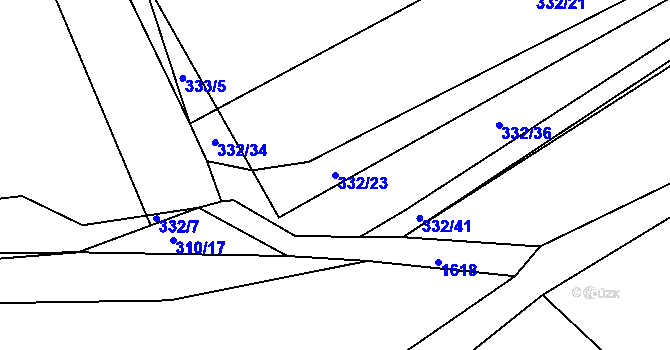 Parcela st. 332/23 v KÚ Pochvalov, Katastrální mapa