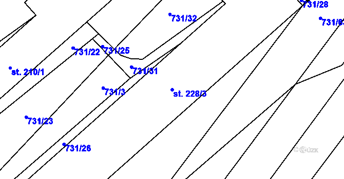 Parcela st. 228/3 v KÚ Pochvalov, Katastrální mapa