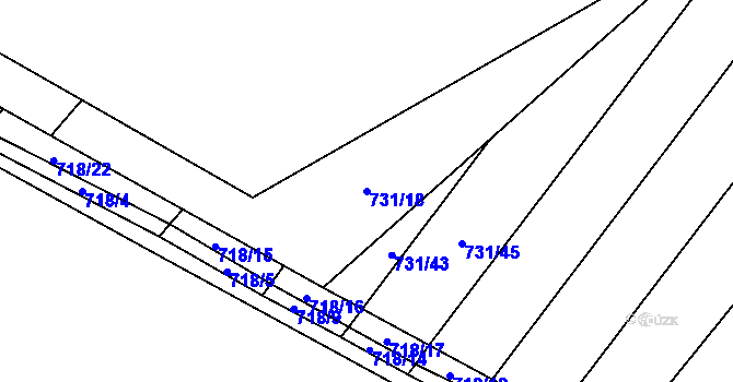 Parcela st. 731/18 v KÚ Pochvalov, Katastrální mapa