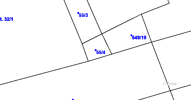Parcela st. 55/4 v KÚ Pochvalov, Katastrální mapa