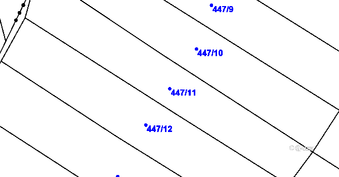 Parcela st. 447/11 v KÚ Pochvalov, Katastrální mapa