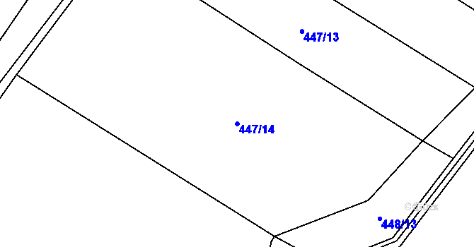 Parcela st. 447/14 v KÚ Pochvalov, Katastrální mapa