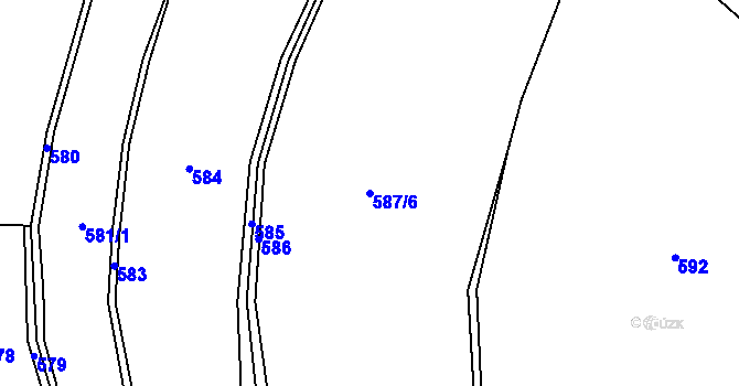 Parcela st. 587/6 v KÚ Pochvalov, Katastrální mapa