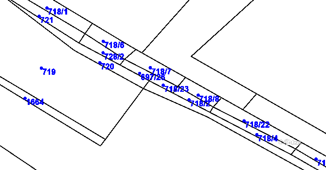 Parcela st. 718/23 v KÚ Pochvalov, Katastrální mapa