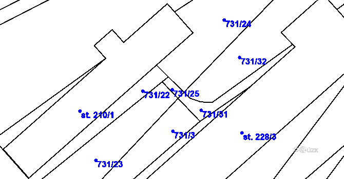 Parcela st. 731/25 v KÚ Pochvalov, Katastrální mapa