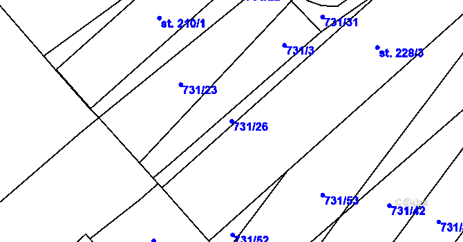 Parcela st. 731/26 v KÚ Pochvalov, Katastrální mapa