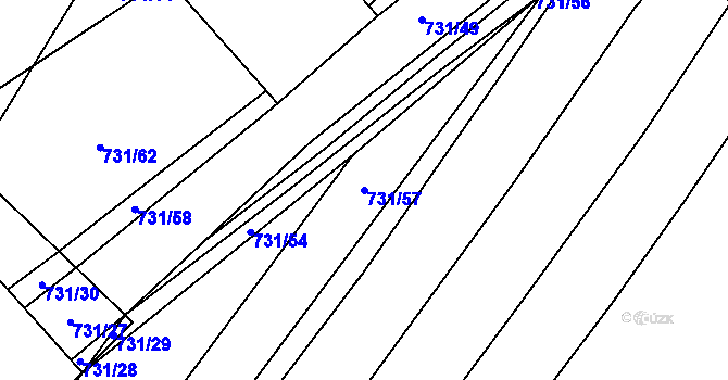 Parcela st. 731/57 v KÚ Pochvalov, Katastrální mapa