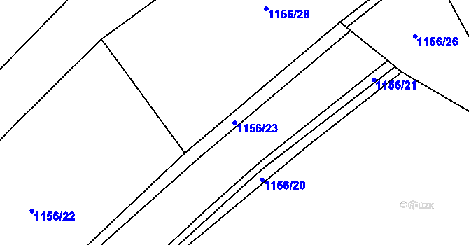 Parcela st. 1156/23 v KÚ Pochvalov, Katastrální mapa